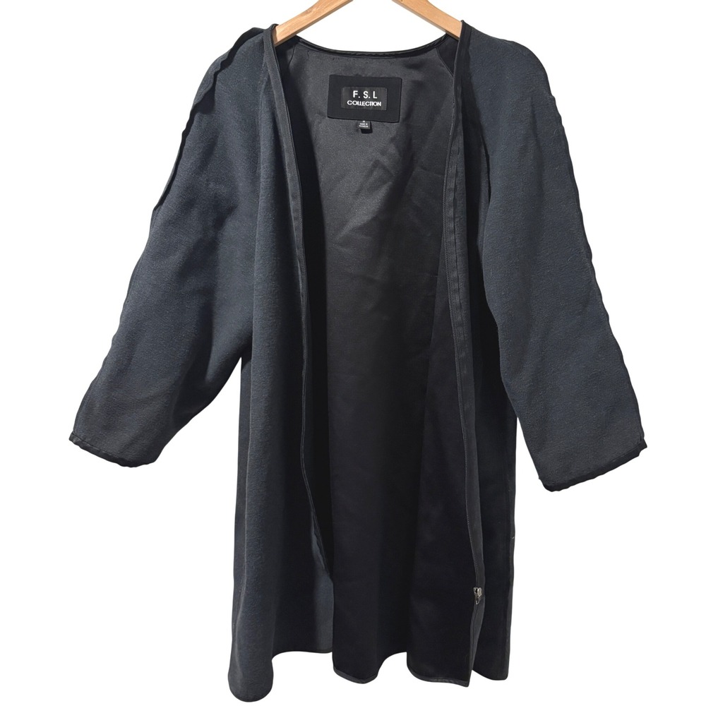 FSL Collection Women's‎ Gray Open Front Coat Jacket Size 10 Coat LINER